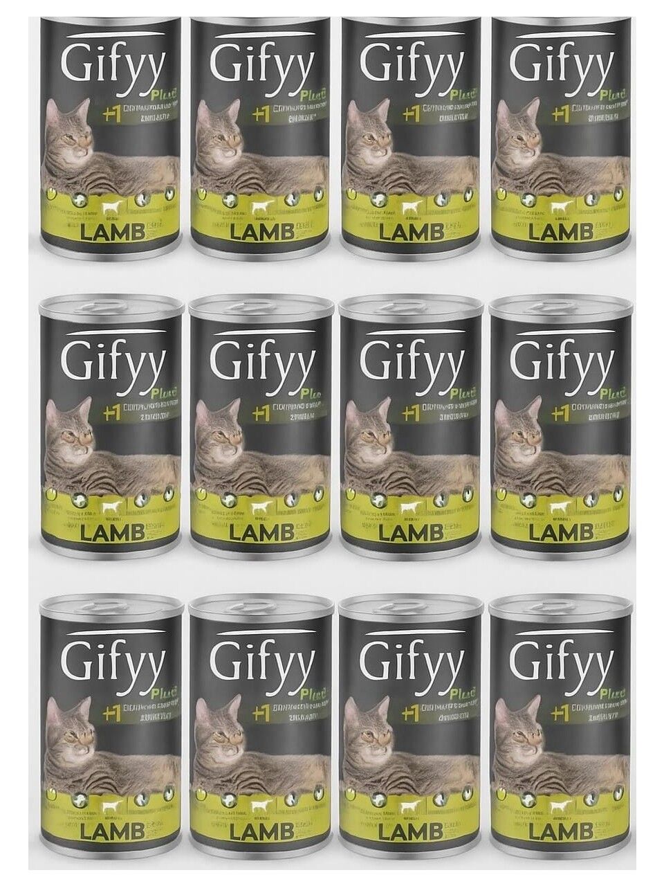 Gifyy Plus Kuzu Etli Yetişkin Kedi Konservesi 12 Adet 400 Gr