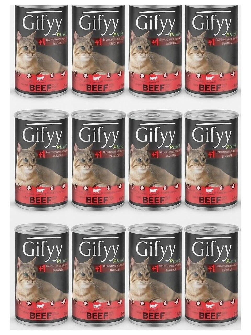 Gifyy Plus Biftekli Yetişkin Kedi Konservesi 12 Adet 400 Gr