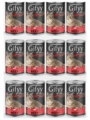 Gifyy Plus Biftekli Yetişkin Kedi Konservesi 12 Adet 400 Gr