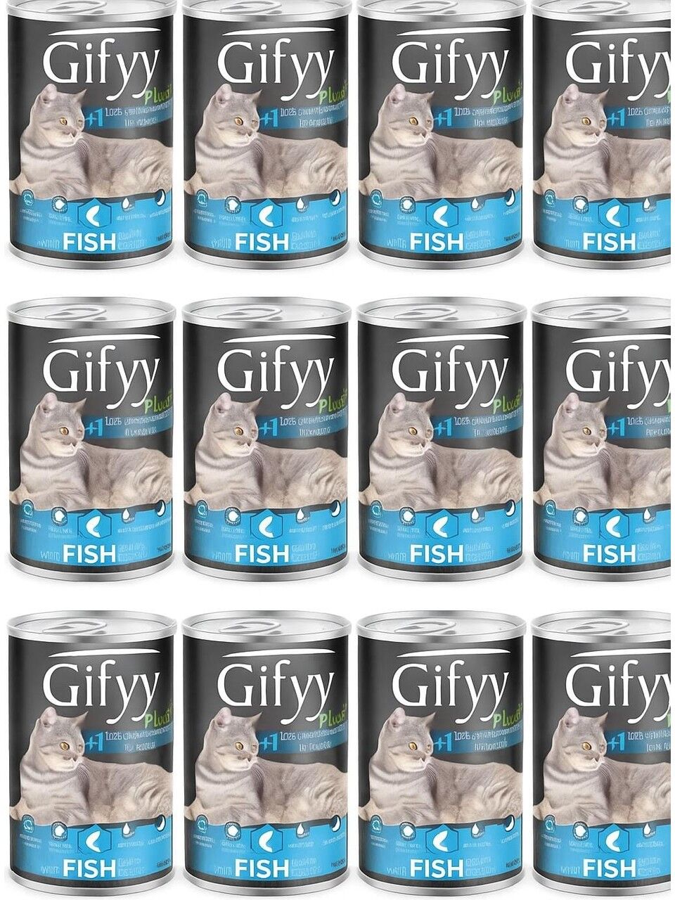 Gifyy Plus Balıklı Yetişkin Kedi Konservesi 12 Adet 400 Gr
