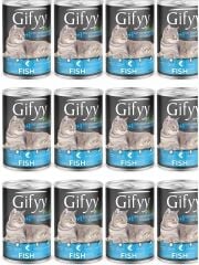 Gifyy Plus Balıklı Yetişkin Kedi Konservesi 12 Adet 400 Gr