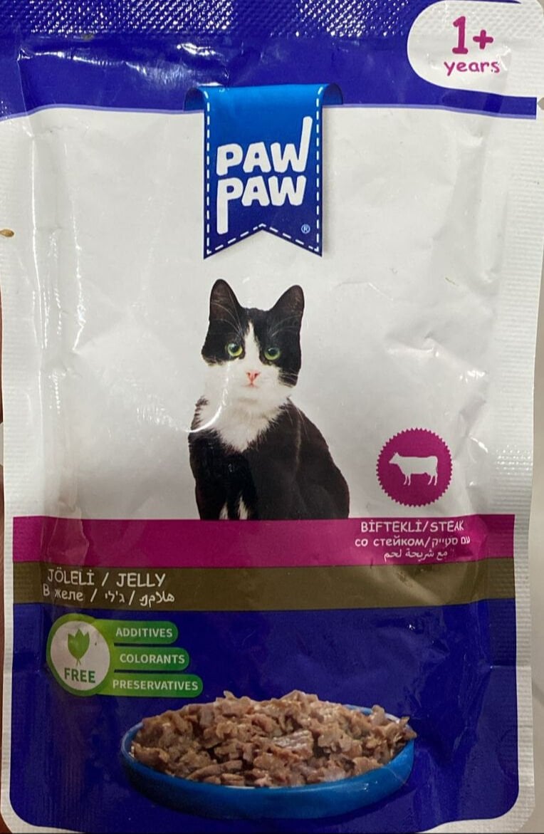 Paw Paw Kedi Yaş Mama Biftekli 85 gr 12 Adet