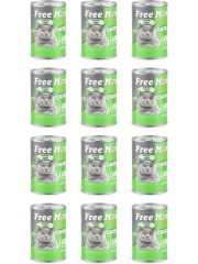 Free Max Plus Kuzu Etli Yetişkin Kedi Konservesi 12 Adet 400 Gr