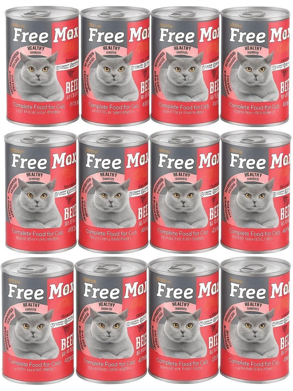 Free Max Plus Biftekli Parça Etli Kedi Konservesi 12 Adet 400 Gr