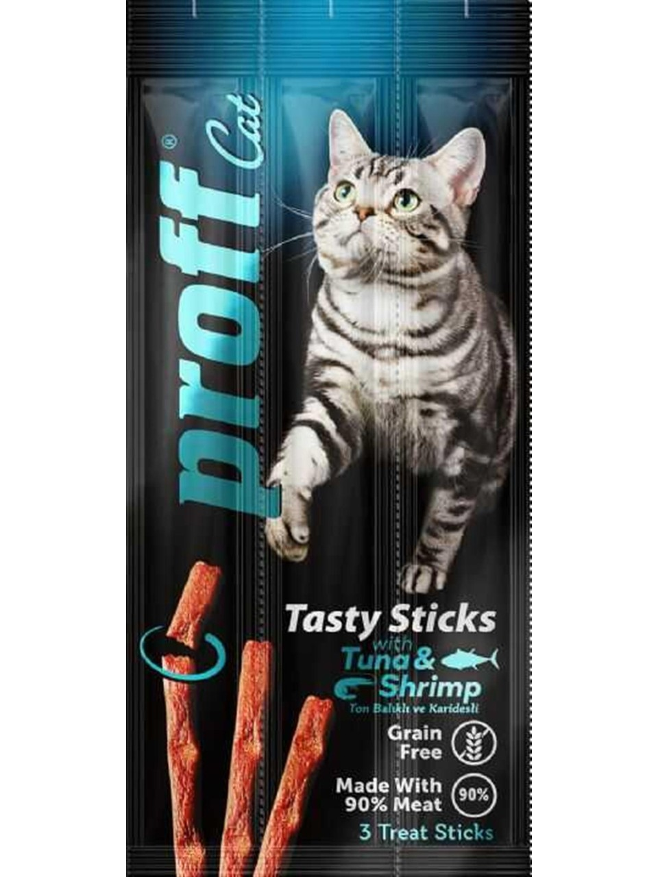 Proff Tahılsız Ton Balıklı ve Karidesli Sticks Kedi Ödül Çubukları 12x5 Gr