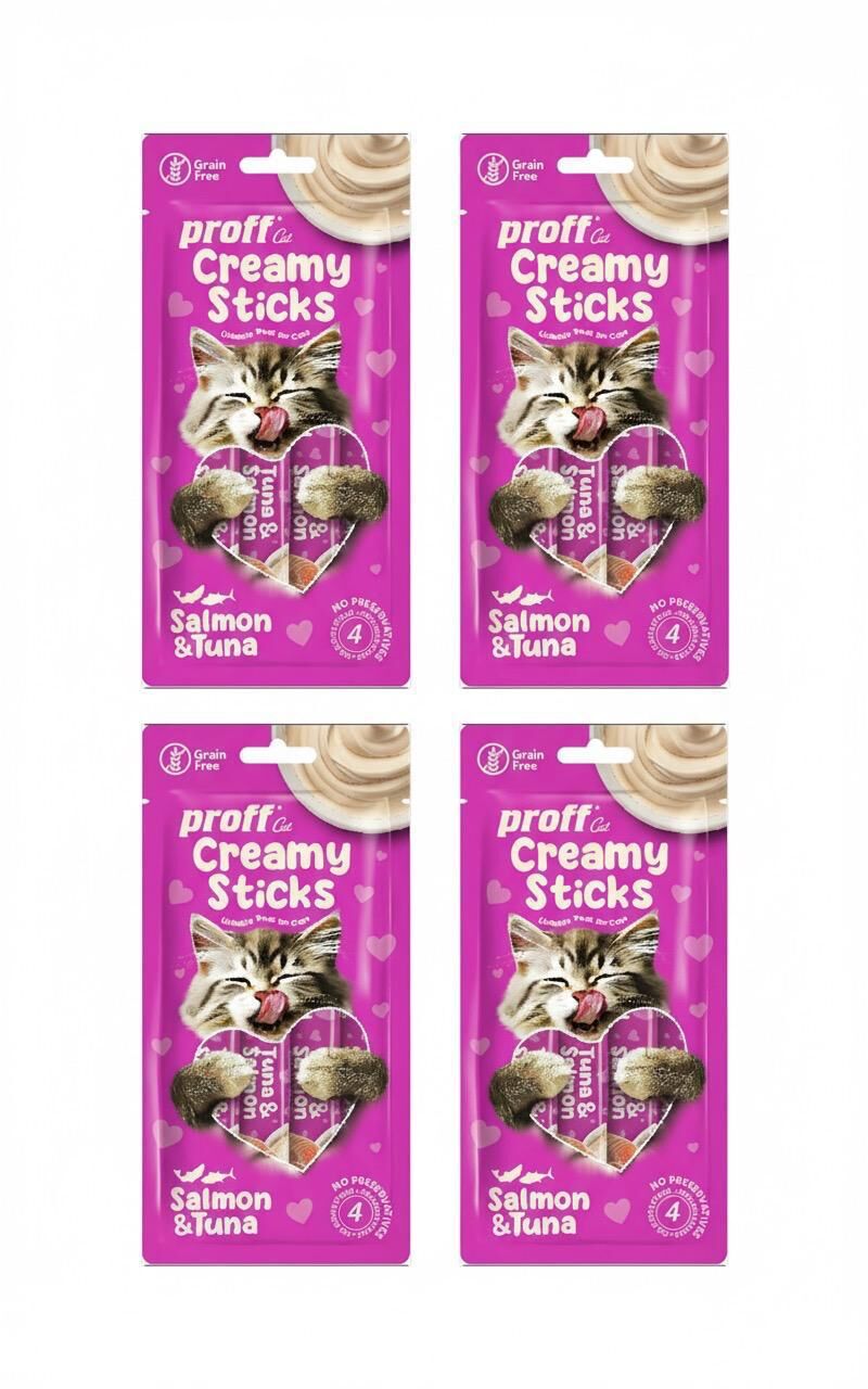 proff Creamy Ton ve Somon Balıklı Kedi Ödülü 4x15 Gr