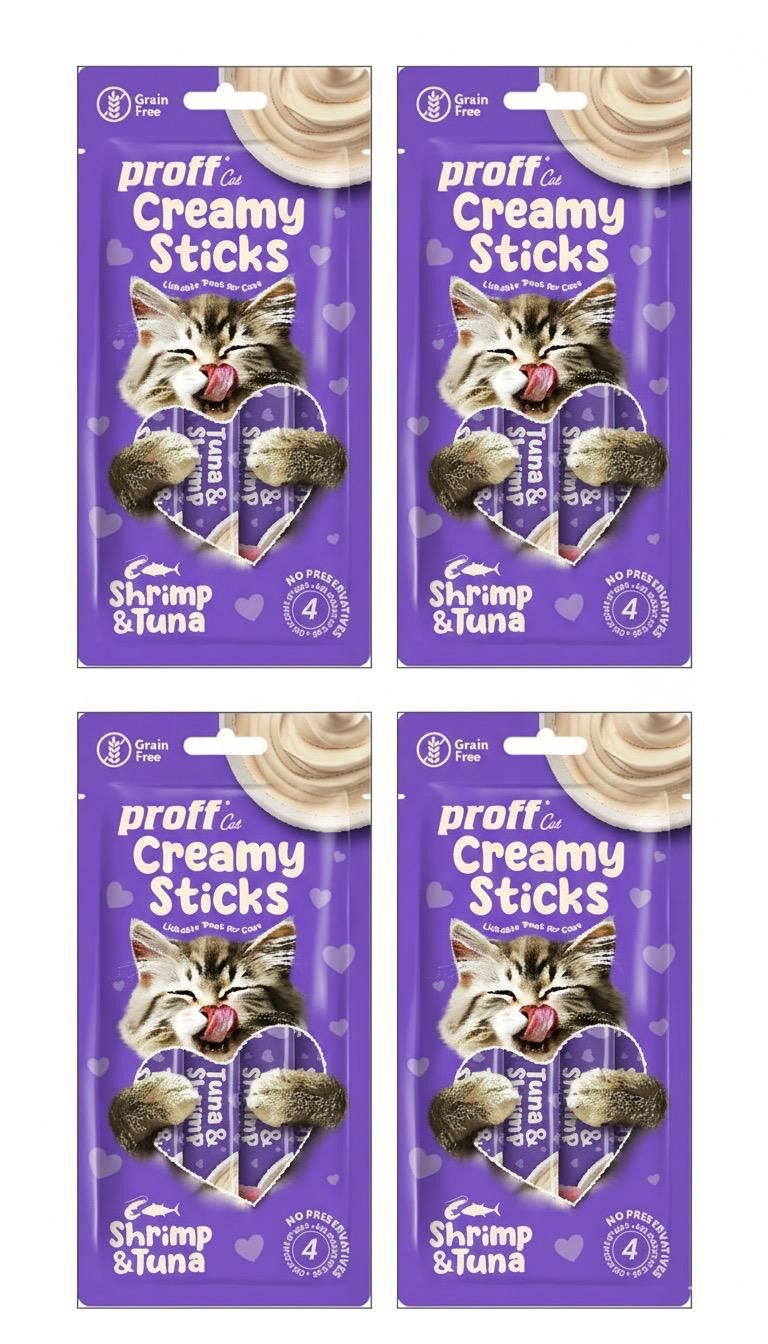 proff Creamy Ton Balıklı ve Karidesli Kedi Ödülü 4x15 Gr