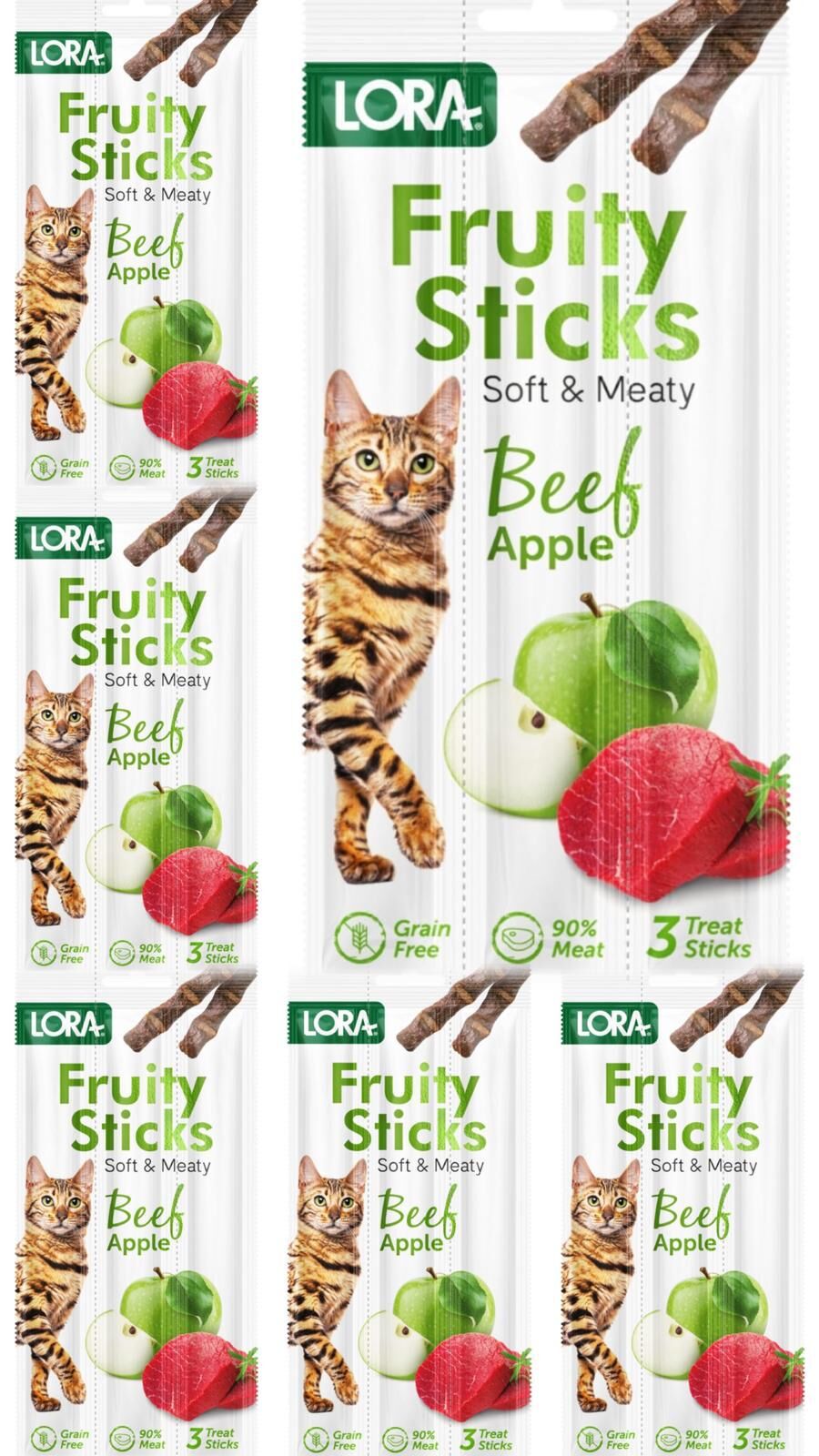 Lora Fruity Sığır Etli Elmalı Kedi Stick Ödül 6x5 Gr