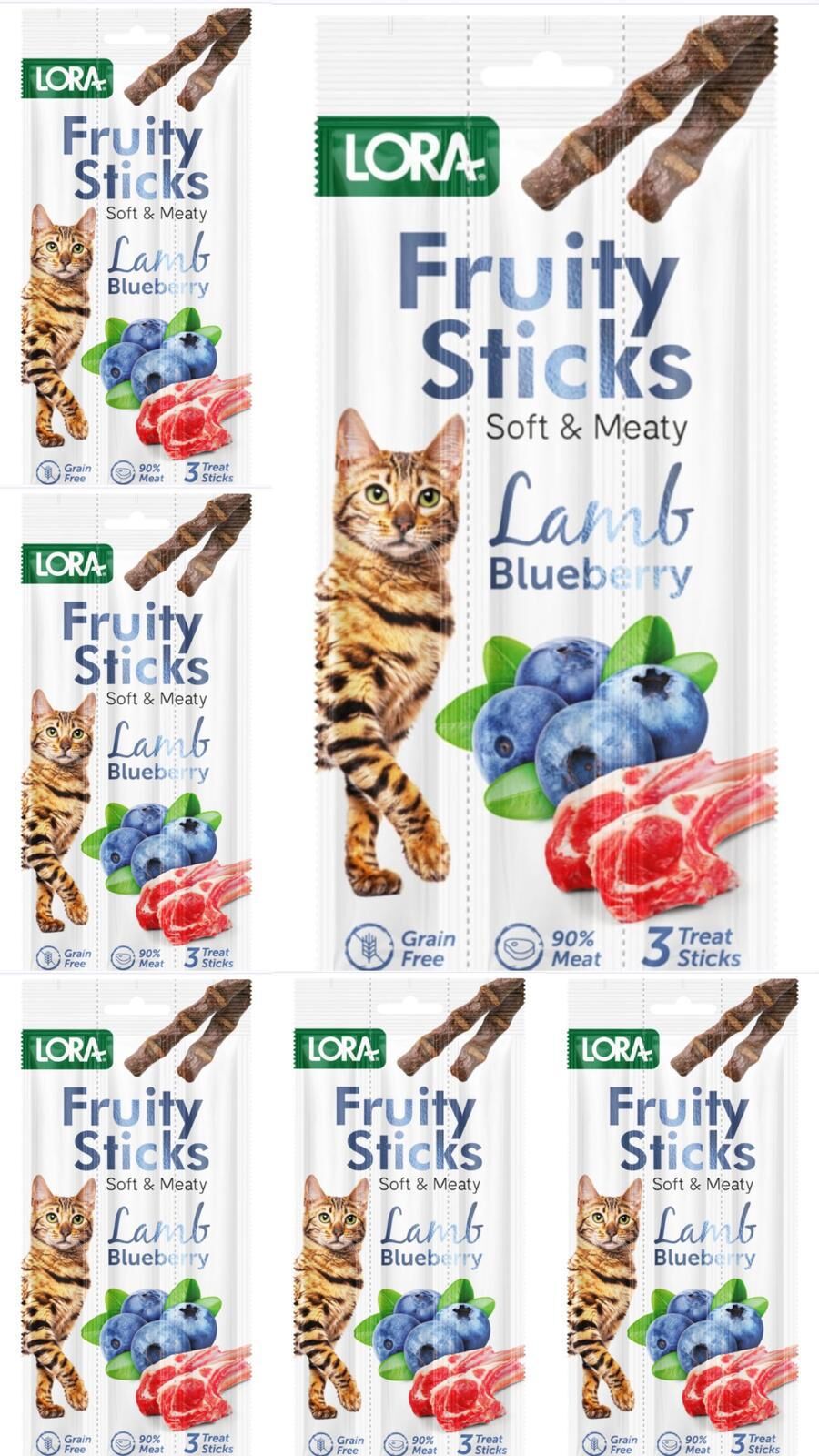 Lora Fruity Kuzu Etli Yaban Mersinli Kedi Stick Ödül 6x5 Gr