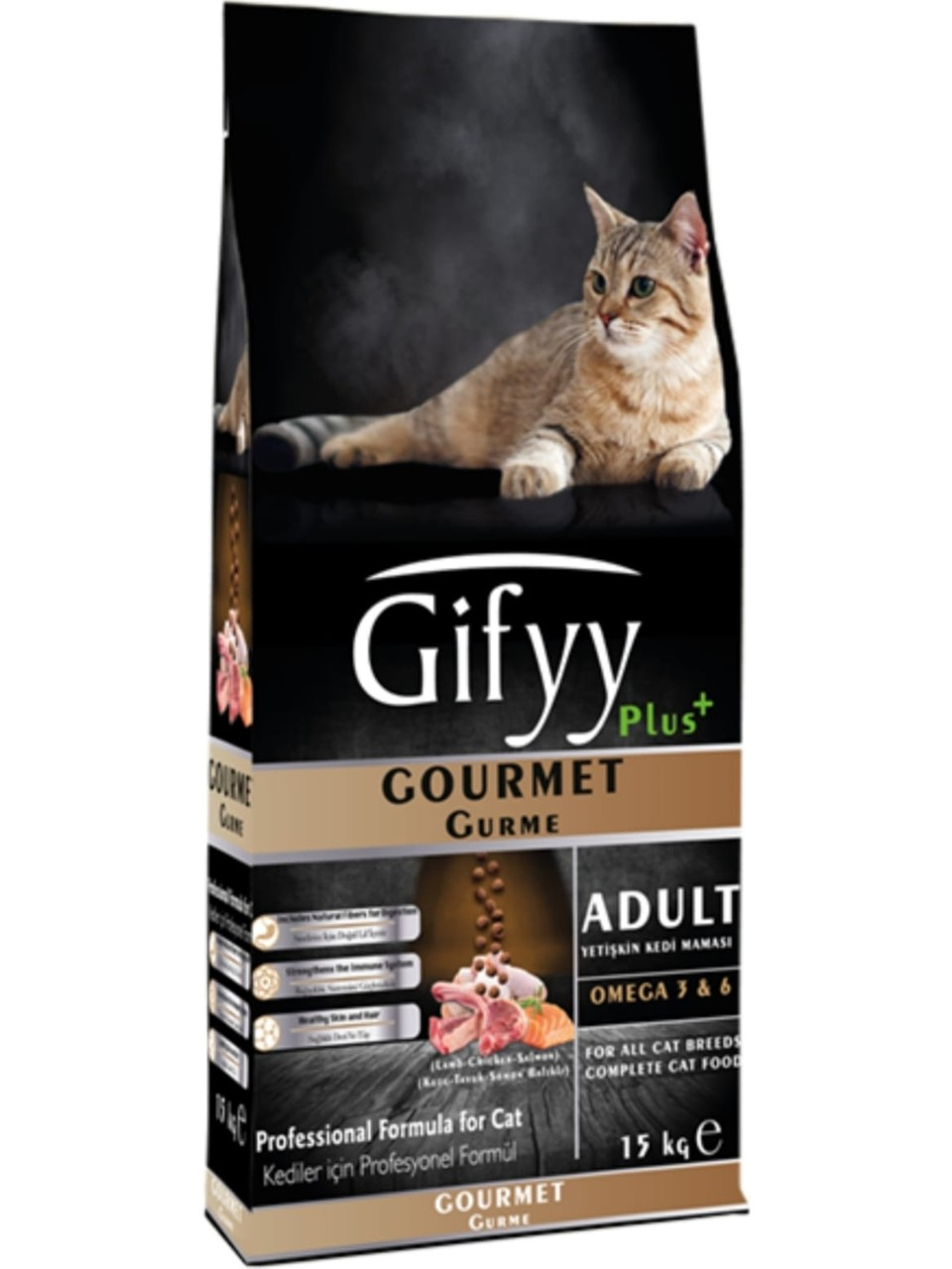 Gifyy Plus+  Somon&Tavuk Gurme Kedi Maması 15 Kg