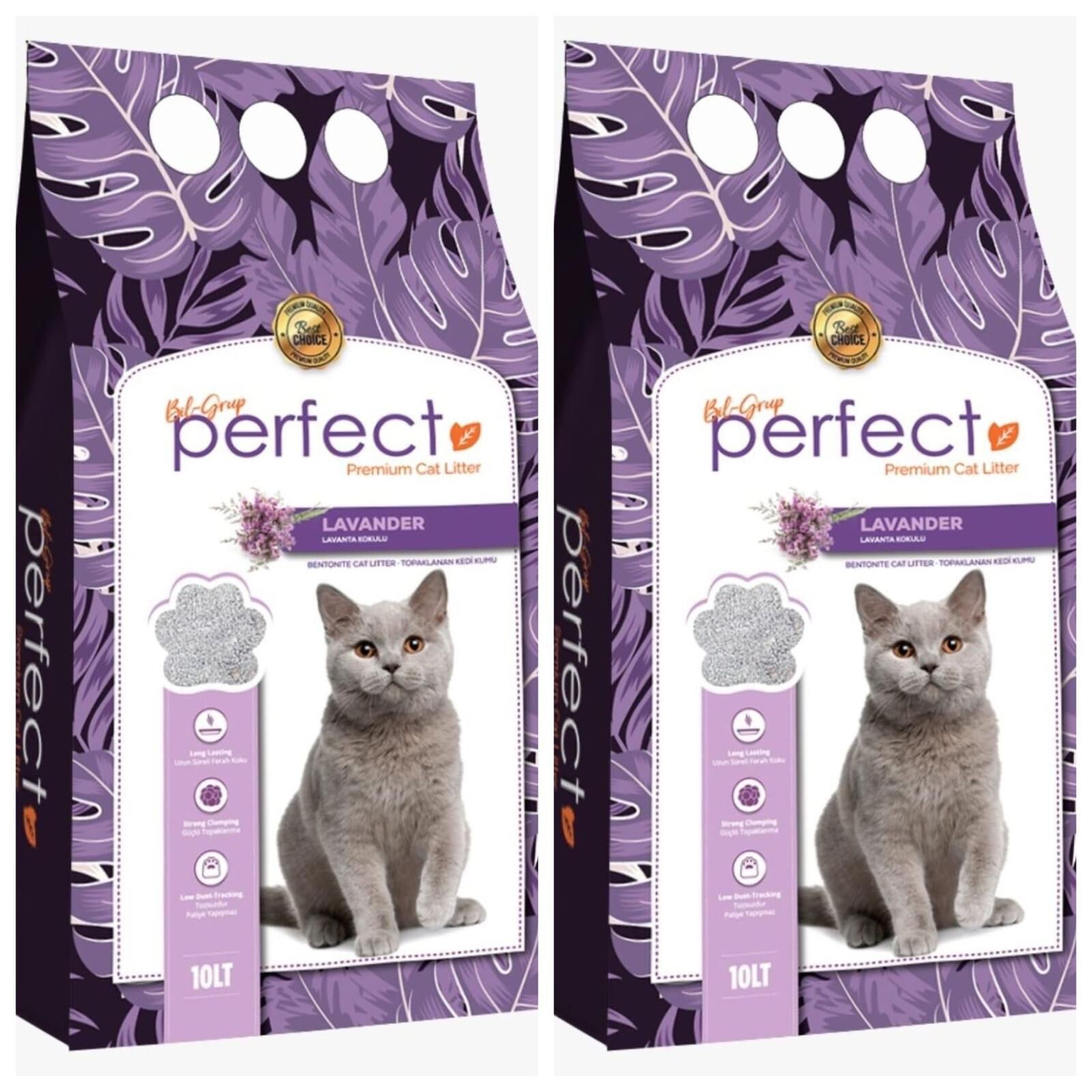 Perfect Lavanta Kokulu 10 Lt İnce Taneli Kedi Kumu 2 Adet