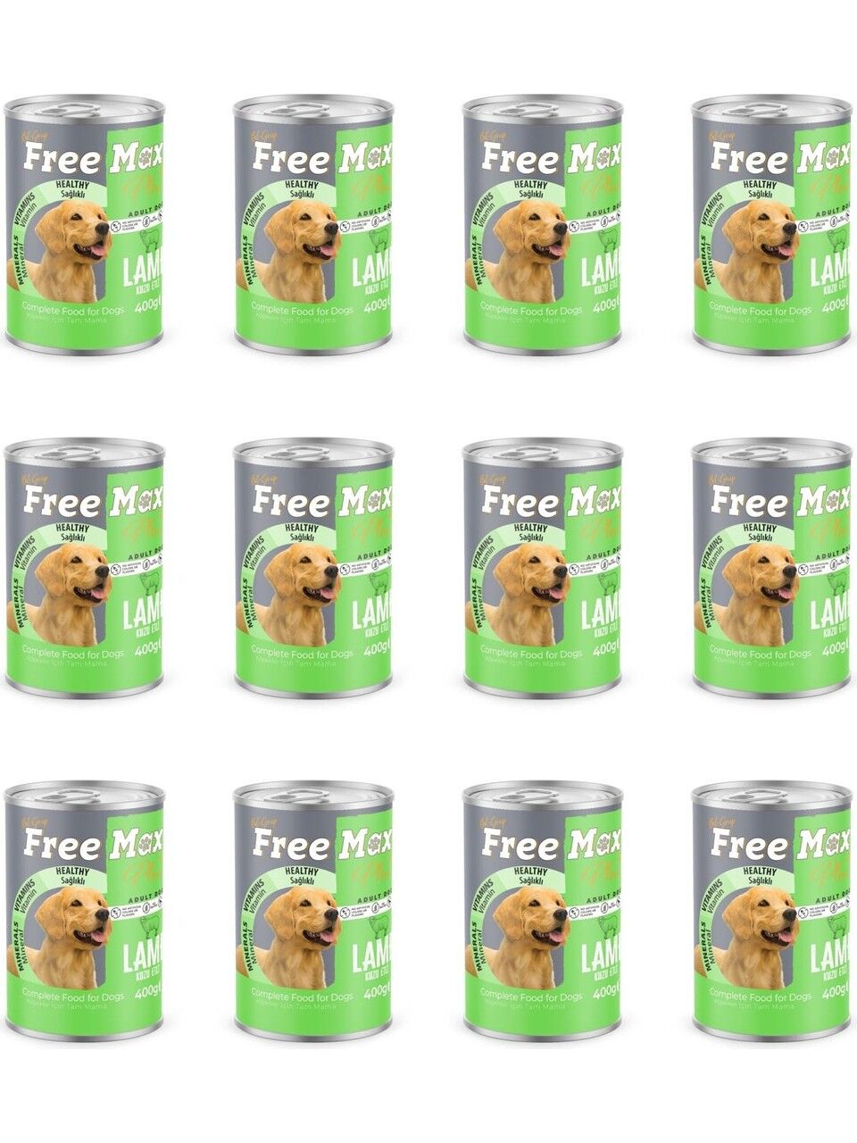 Free Max Plus Kuzu Etli Yetişkin Köpek Konservesi 12 Adet 400 Gr