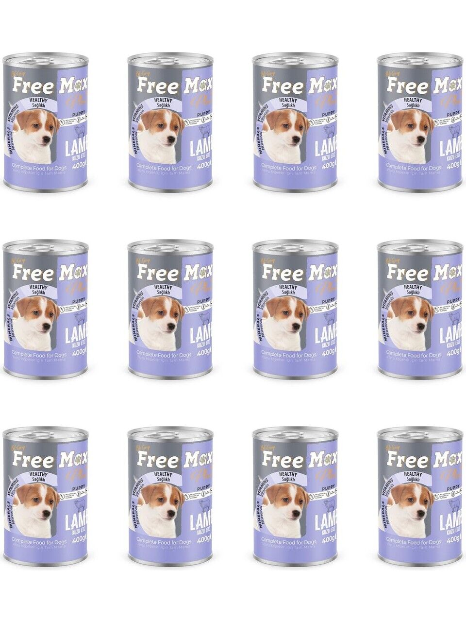 Free Max Plus Kuzu Etli Yavru Köpek Konservesi 12 Adet 400 Gr