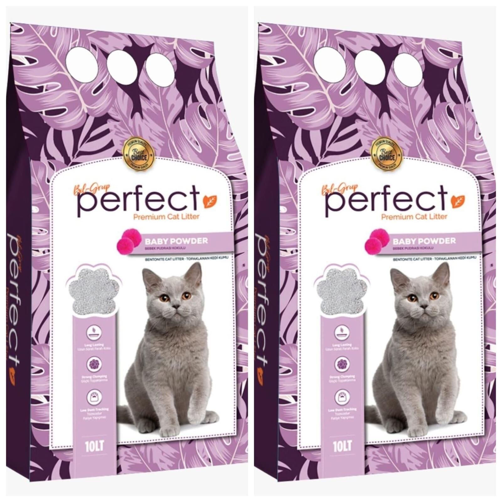 Perfect Baby Powder 10 Lt İnce Taneli Kedi Kumu 2 Adet