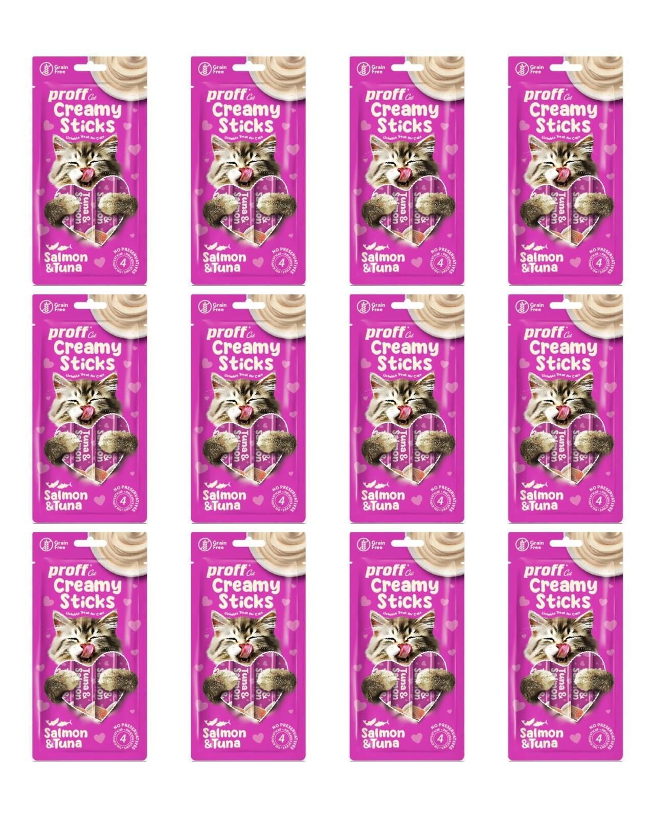 proff Creamy Ton ve Somon Balıklı Kedi Ödülü 12x15 Gr