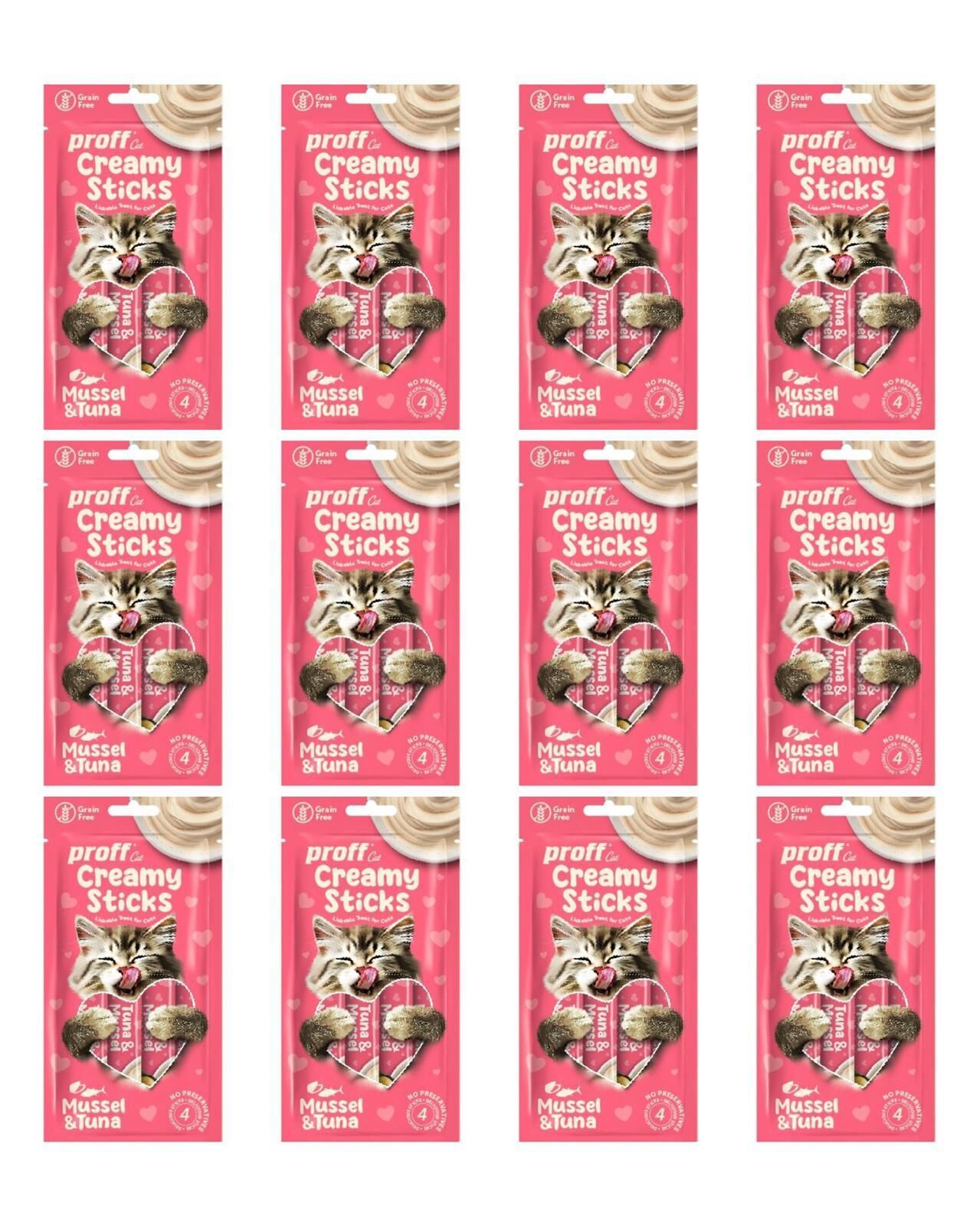 proff Creamy Ton Balıklı ve Midyeli Kedi Ödülü 12x15 Gr