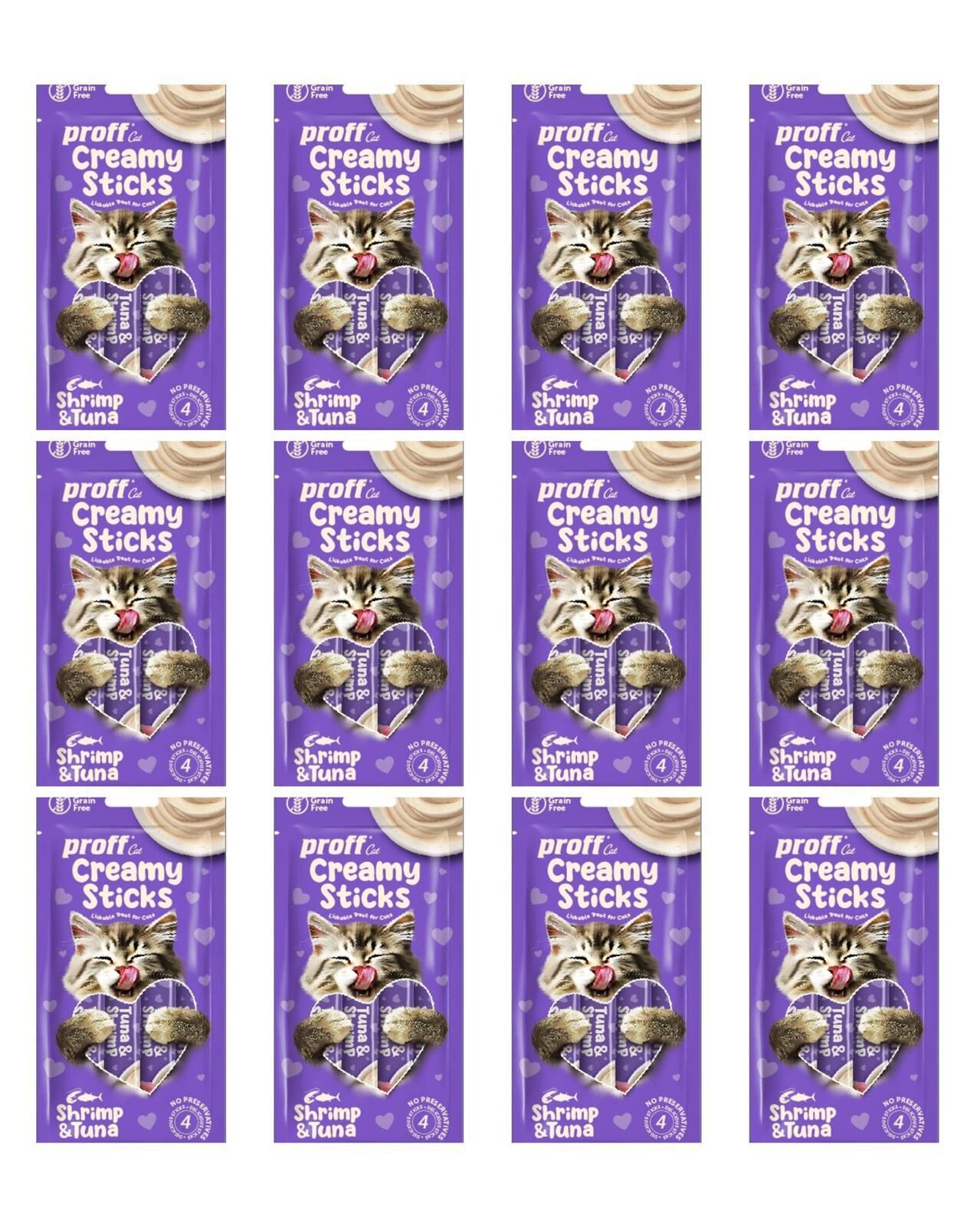 proff Creamy Ton Balıklı ve Karidesli Kedi Ödülü 12x15 Gr