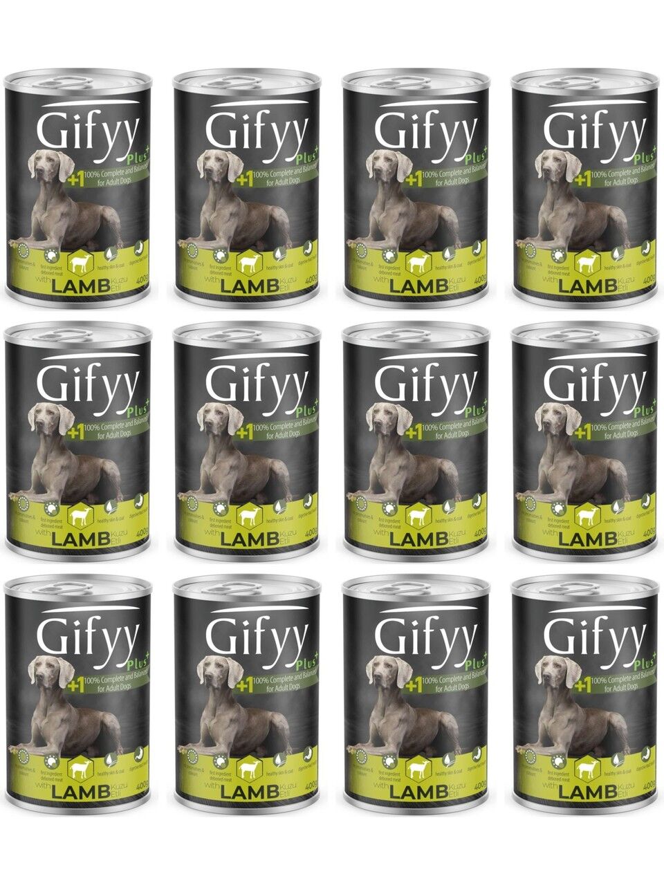 Gifyy Plus Kuzu Etli Yetişkin Köpek Konservesi 12 Adet 400 Gr